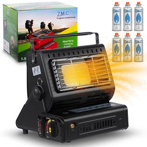 2in1 Calentador de gas portátil Camping Butano Cocina de gas Cerámica +6 cartuchos de gas 1,3KW - Imagen 1 de 9