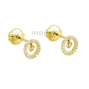 0,33 CT. DIAMANTES GENUINOS DISEÑO CÍRCULO ABIERTO PENDIENTES DE ORO 14K JOYERÍA FINA - Imagen 1 de 5