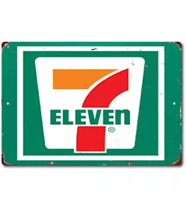 Letrero de metal vintage retro look 7 Seven 11 ELEVEN GASOLINERA Service Man Cueva - Imagen 1 de 5