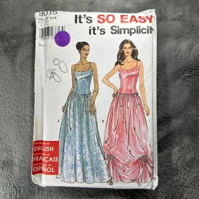Simplicity 9015 Formal Gown Corset Top & Skirt Pattern Size 6–16 1999 Y2K Prom - Image 1 of 4
