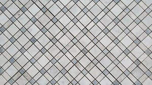 Plaid Carrara & Silver Shadow & Tahoe Honed Marble Mosaic Tile - Picture 1 of 7