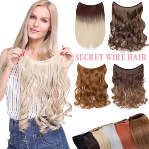 Invisible One Piece Wire In Hair Extensions Thick Hidden Hairpiece Real as Human - Picture 1 of 45
