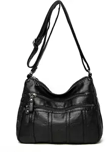 Women'S Crossbody Shoulder Bag Soft PU Leather Multi-Pocket Messenger Purse - Picture 1 of 7