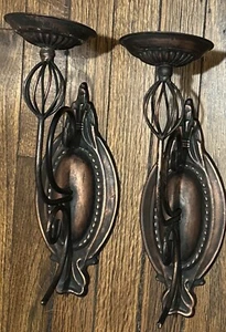 VTG Colonial Metal  TOLEWARE WALL SCONCES CANDLE HOLDERS MCM - Bild 1 von 8