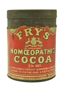 ANTIQUE RARE FRYS ADVERTISING HOMOEOPATIC COCOA TIN EDWARDIAN C1900 - Picture 1 of 5