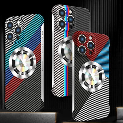 Funda magnética delgada híbrida de fibra de carbono Mag Safe para iPhone 15 14 13 12 11 Pro Max Foto 1 de 4