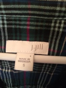 J. Jill Classic Academia Hemd grün/blau/schwarz/rot langarm Größe S - Bild 1 von 9