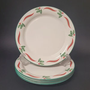 4er Set Lenox Chinastone COUNTRY HOLLY Weihnachten Salat Dessert Teller 8 1/2" - Bild 1 von 15