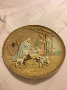 Vtg Homco Nativity Collectors Plate 5102, Raised Relief, Christmas Theme