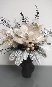 Weihnachtsdeko Tischgesteck Weihnachtsgesteck Gold Schwarz ca 60cm Hoch Elegant - Bild 1 von 6