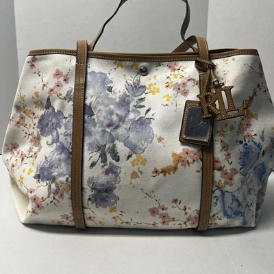 🌸 Ralph Lauren Emerie Tote Floral Canvas Extra Large Tote Bag Purse Handbag NWT - Image 1 of 4
