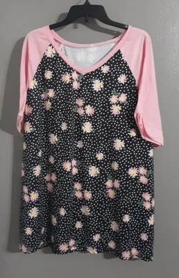 Women's Unbranded Short Sleeve Pullover Pink Summer Blouse Top.floral.sz 24w - Image 1 of 4