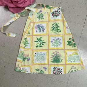 Vintage KATASHA'S UNUSUALS Womens Sz M Yellow/Multi Wrap Skirt Floral Tomatoes - Picture 1 of 4