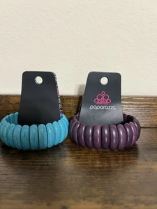 PAPARAZZI JEWELRY PURPLE and TURQUOISE STRETCH BRACELETS NEW LOT OF 2 - Picture 1 of 5