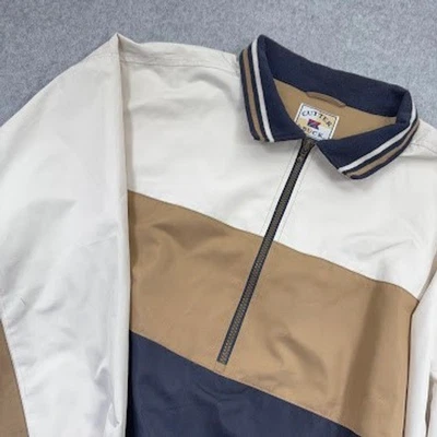 Cutter and Buck Pullover Jacket  Mens XL TG Tan Navy White Color Block 1/4 Zip - Image 1 of 4