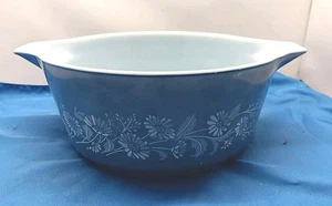 VINTAGE Pyrex COLONIAL MIST Blue White Flowers 475-B Casserole Dish - Picture 1 of 9