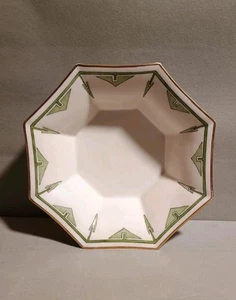 Vintage Octagonal Art Deco Green Arrow Serving Bowl Bavaria Favorite 8.75" - Picture 1 of 10