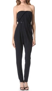 Halston Heritage tuta senza spalline con cintura taglia 2 blu navy $545 - Foto 1 di 2