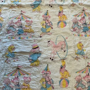 Trapunta coperta bambino vintage Circo Giappone 39”x53 - Foto 1 di 4