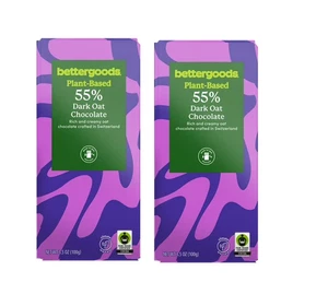 bettergoods Plant-Based 55% Dark Oat Chocolate Bar, 3.5 oz, 2 Bars - Picture 1 of 7
