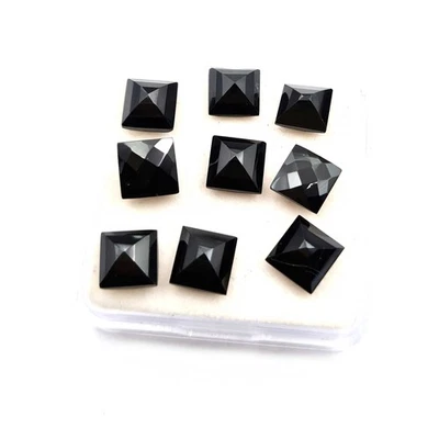 Natural Black Spinel Square Cut Loose Gemstone lot 32 Pcs 7 MM 74 CT - Image 1 of 3