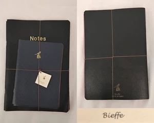 Juego de 4 cuadernos encuadernados en cuero italiano Bieffe forrados azul/negro nuevos con etiquetas #J4696 - Imagen 1 de 14