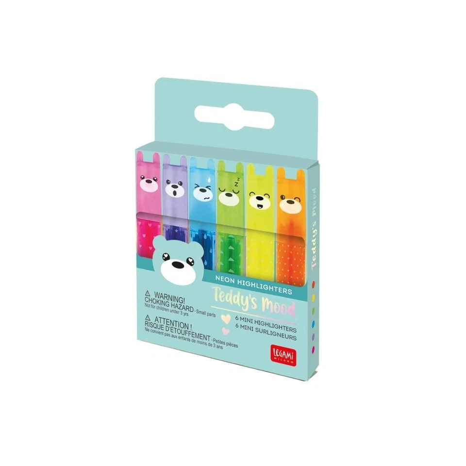 Legami Set mit 6 Mini-Textmarkern - Teddy's Mood - Teddybär - Bild 1 von 1