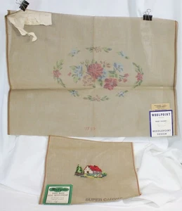 2 Vtg Woolpoint Needlepoint Design Pattern Masterpiece Picture Lot Flower Canvas - Picture 1 of 11