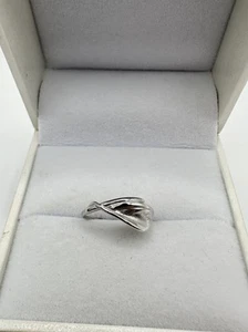 Vintage Sterling Silber 925 signiert Ring Kunsthandwerk Abstrakt Gr. 4 zierlich Nachlassverkauf - Bild 1 von 11