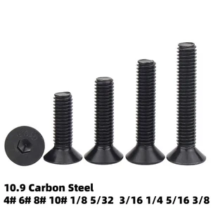 UNC BSW Black Socket Countersunk Screw Self Colour 10.9 High Tensile Allen Bolts - Picture 1 of 88