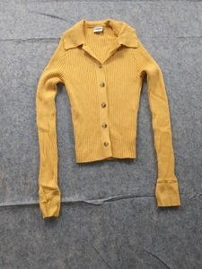Abercrombie&Fitch Cropped Ribbed Collared Fitted Button Up Cardigan XS Gelb - Bild 1 von 13