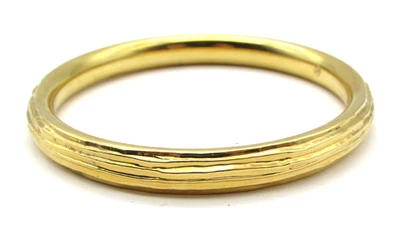 Milor Italy 14K Yellow Gold Bangle Bracelet ribbed 8mm Wide 8" resin 14.0g Scrap - Image 1 of 4