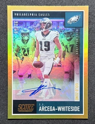 2020 Panini Score JJ Arcega-Whiteside Gold Zone Auto /50 #186 EAGLES - Image 1 of 2