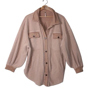 FREE PEOPLE XL Gran Tamaño Sable Rugby Botón Vellón Chaqueta Codo Parches Bolsillos - Imagen 1 de 15
