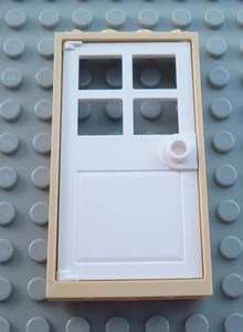 Lego hellbraun 1x4x6 Rahmen mit weißer Tür Stück - Bild 1 von 1