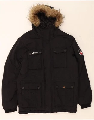 ELLESSE Mens Hooded Padded Jacket UK 40 Large Black Nylon AR03 - Image 1 of 4