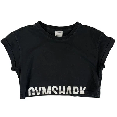 Gymshark укороченный футболка женщин S черный короткий рукав Activewear верхний тренажерный зал Athletic - Изображение 1 из 4