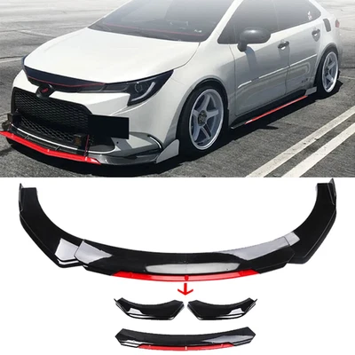 Front Bumper Lip Spoiler Splitter Body Kit Glossy Black Red For Toyota Corolla - Imagem 1 de 4