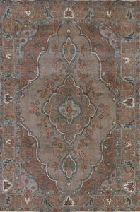 Distressed Braun Vorleger 6x9 Traditionell Blumen Handarbeit Wollteppich Vintage - Bild 1 von 21