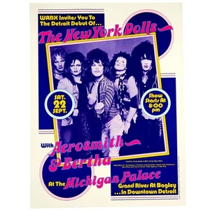 Póster New York Dolls & Aerosmith 1973 Detroit reimpresión por Dennis Loren 15x20 - Imagen 1 de 2