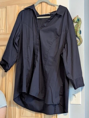 Women's Dark Blue Button Down Shirt 3X - Image 1 of 4