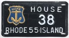 Rhode Island 1955 House of Representatives License Plate 38 Low Number Political