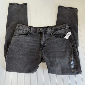 Gap Jeans Uomo 36x32 Nero Lavaggio Cotone Slim Dritto Vestibilità Denim NUOVO - Foto 1 di 3