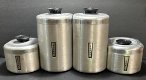 Vintage Set (4) 50er Jahre Kromex Aluminium Mid Century Space Savers Kanister - Bild 1 von 23