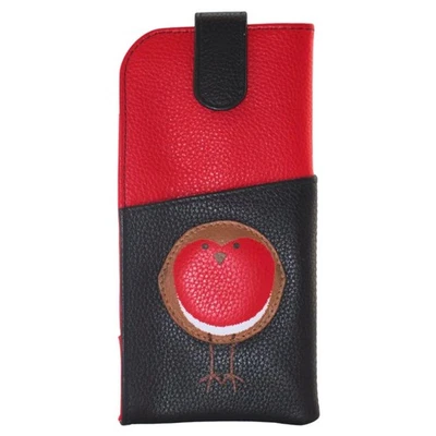 MALA LEATHER Mala Leder Bobbie Robin Bird Wide-Fit Brillenetui Echtleder