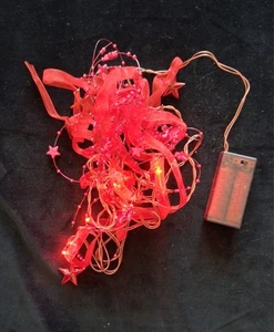 Ikea Red Fairy Lights Battery Operated Indoor With Ribbon & Stars - Picture 1 of 6