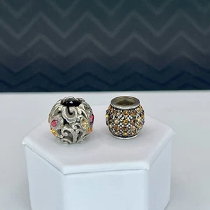 Brighton Autumnal & Crystal Voyage Beads Set Silver-Tone Add-a-Bead Charms - Picture 1 of 6
