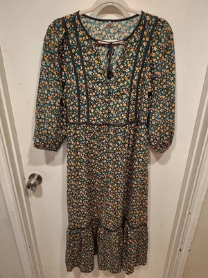 Old Navy Multicolor Ditsy Floral Tiered Hem Maxi Dress M Prairie Boho Cottage - Image 1 of 4