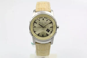 Orologio EXTE' Cinturino Stampa Cocco Beige Cassa Acciaio Analogico Donna Nuovo - Picture 1 of 3