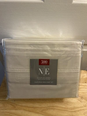 NIP Noble Excellence Ivory 100% Egyptian Cotton Cal King Sheet Set 500TC 4pc - Image 1 of 3